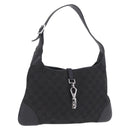 GUCCI GG Canvas Jackie Shoulder Bag Black Silver 28628 Auth am13161V-1
