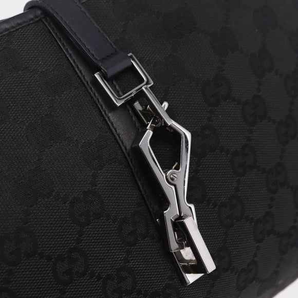 GUCCI GG Canvas Jackie Shoulder Bag Black Silver 28628 Auth am13161V