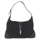 GUCCI GG Canvas Jackie Shoulder Bag Black Silver 28628 Auth am13161V-2