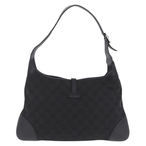 GUCCI GG Canvas Jackie Shoulder Bag Black Silver 28628 Auth am13161V