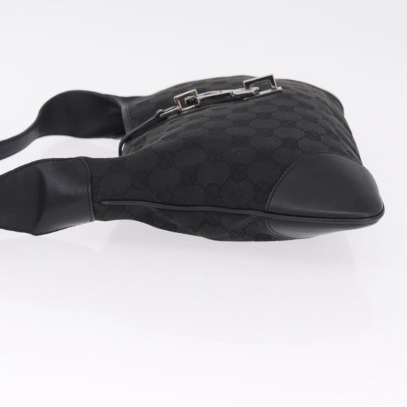 GUCCI GG Canvas Jackie Shoulder Bag Black Silver 28628 Auth am13161V