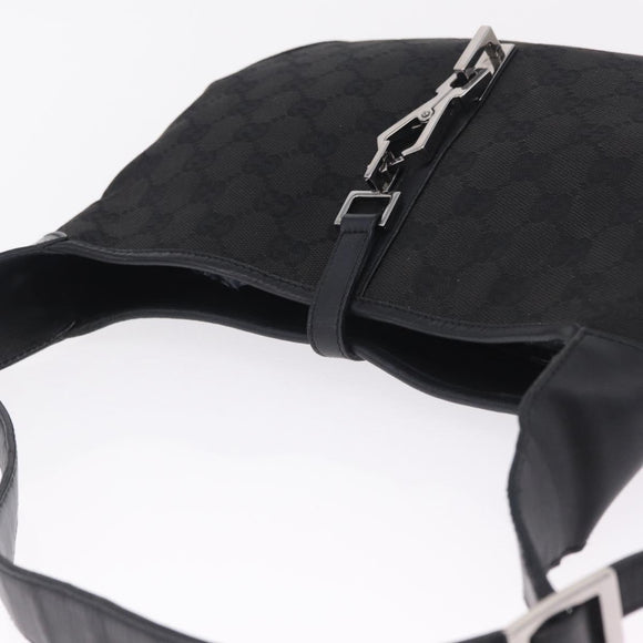 GUCCI GG Canvas Jackie Shoulder Bag Black Silver 28628 Auth am13161V