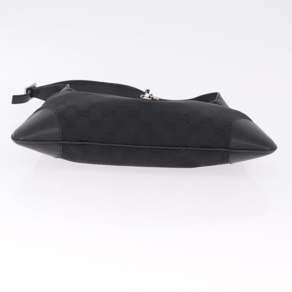 GUCCI GG Canvas Jackie Shoulder Bag Black Silver 28628 Auth am13161V