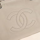 CHANEL Chain Luxury Hand Bag Leather Ivory Silver CC Auth am13162SAM-14