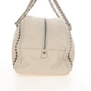 CHANEL Chain Luxury Hand Bag Leather Ivory Silver CC Auth am13162SAM-4