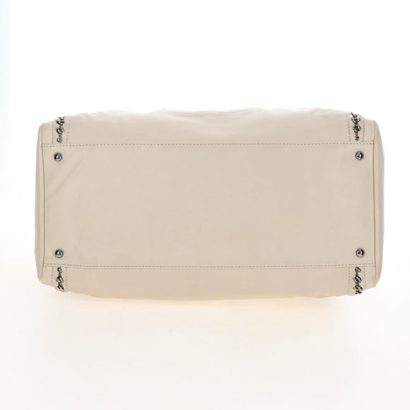 CHANEL Chain Luxury Hand Bag Leather Ivory Silver CC Auth am13162SAM