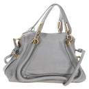 Chloe Paraty Hand Bag Leather 2way Gray Gold Auth am13163V-1