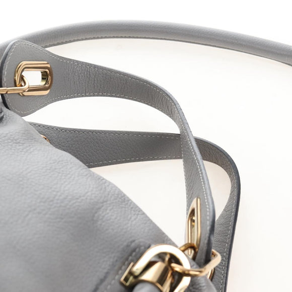Chloe Paraty Hand Bag Leather 2way Gray Gold Auth am13163V