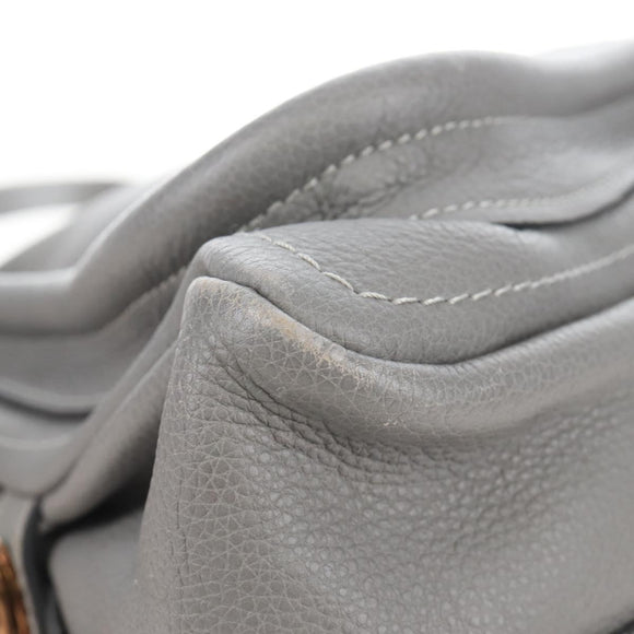 Chloe Paraty Hand Bag Leather 2way Gray Gold Auth am13163V