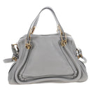 Chloe Paraty Hand Bag Leather 2way Gray Gold Auth am13163V-2