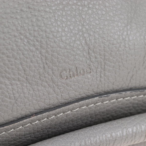Chloe Paraty Hand Bag Leather 2way Gray Gold Auth am13163V