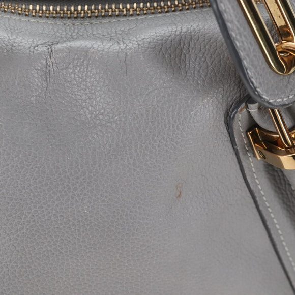 Chloe Paraty Hand Bag Leather 2way Gray Gold Auth am13163V