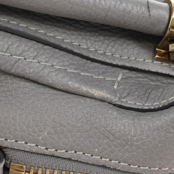 Chloe Paraty Hand Bag Leather 2way Gray Gold Auth am13163V
