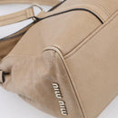 Miu Miu Shoulder Bag Leather Beige Silver Auth am13166A-11