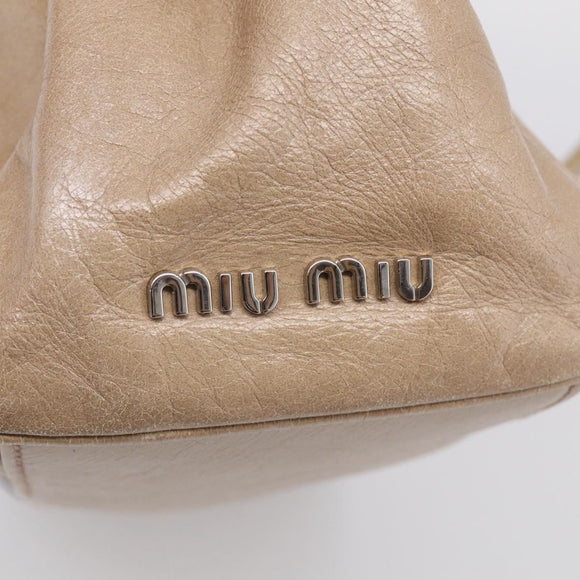Miu Miu Shoulder Bag Leather Beige Silver Auth am13166A