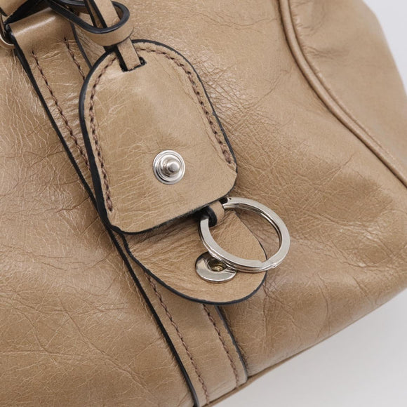 Miu Miu Shoulder Bag Leather Beige Silver Auth am13166A