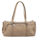 Miu Miu Shoulder Bag Leather Beige Silver Auth am13166A-3
