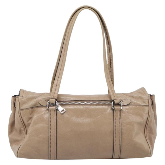 Miu Miu Shoulder Bag Leather Beige Silver Auth am13166A