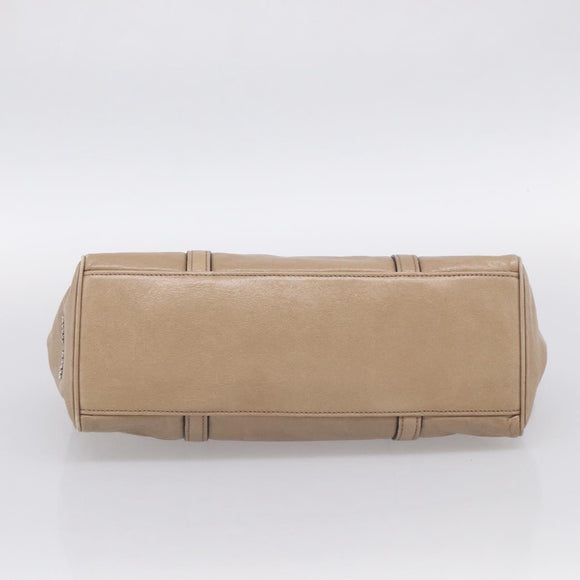 Miu Miu Shoulder Bag Leather Beige Silver Auth am13166A