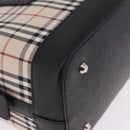 BURBERRY Nova Check Hand Bag Canvas Beige Silver Auth am13167V-10
