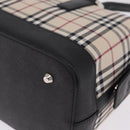 BURBERRY Nova Check Hand Bag Canvas Beige Silver Auth am13167V-11