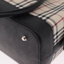 BURBERRY Nova Check Hand Bag Canvas Beige Silver Auth am13167V-13
