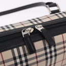 BURBERRY Nova Check Hand Bag Canvas Beige Silver Auth am13167V-14