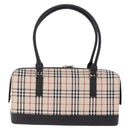 BURBERRY Nova Check Hand Bag Canvas Beige Silver Auth am13167V-2