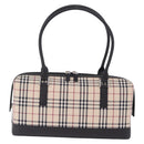 BURBERRY Nova Check Hand Bag Canvas Beige Silver Auth am13167V-3