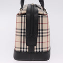 BURBERRY Nova Check Hand Bag Canvas Beige Silver Auth am13167V-4