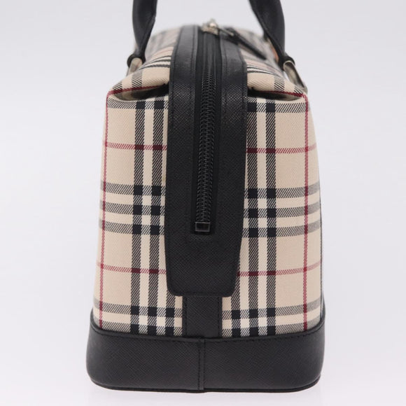 BURBERRY Nova Check Hand Bag Canvas Beige Silver Auth am13167V