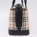 BURBERRY Nova Check Hand Bag Canvas Beige Silver Auth am13167V-5