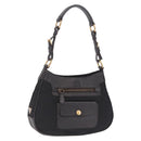 PRADA Shoulder Bag Leather Nylon Black Gold Auth am13170V-1