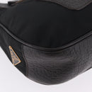 PRADA Shoulder Bag Leather Nylon Black Gold Auth am13170V-12