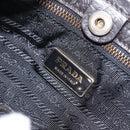 PRADA Shoulder Bag Leather Nylon Black Gold Auth am13170V-18