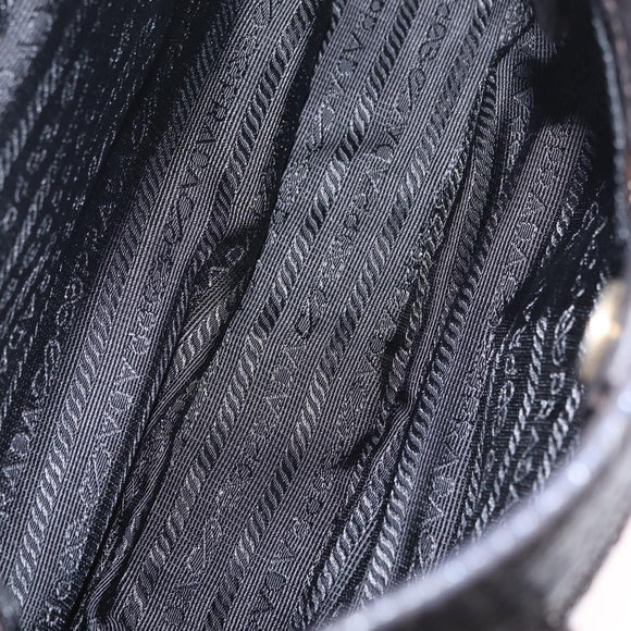 PRADA Shoulder Bag Leather Nylon Black Gold Auth am13170V