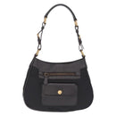 PRADA Shoulder Bag Leather Nylon Black Gold Auth am13170V-2