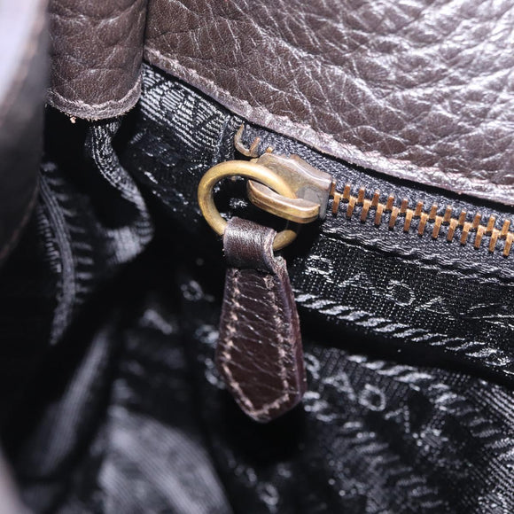 PRADA Shoulder Bag Leather Nylon Black Gold Auth am13170V