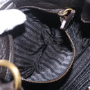 PRADA Shoulder Bag Leather Nylon Black Gold Auth am13170V-23