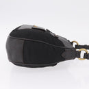 PRADA Shoulder Bag Leather Nylon Black Gold Auth am13170V-4