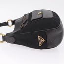 PRADA Shoulder Bag Leather Nylon Black Gold Auth am13170V-5