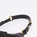 PRADA Shoulder Bag Leather Nylon Black Gold Auth am13170V-8