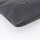 Saint Laurent YSL logo Shoulder Bag Leather Black Gold Auth am13172V-11