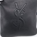 Saint Laurent YSL logo Shoulder Bag Leather Black Gold Auth am13172V-14