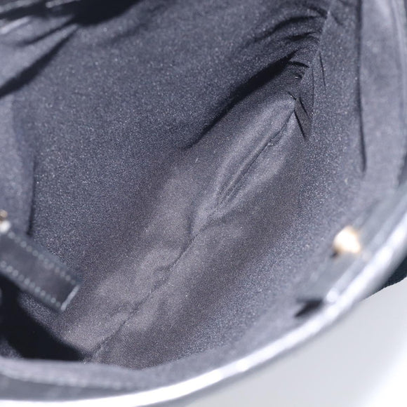 Saint Laurent YSL logo Shoulder Bag Leather Black Gold Auth am13172V