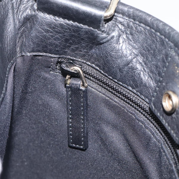 Saint Laurent YSL logo Shoulder Bag Leather Black Gold Auth am13172V