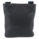 Saint Laurent YSL logo Shoulder Bag Leather Black Gold Auth am13172V-2