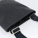 Saint Laurent YSL logo Shoulder Bag Leather Black Gold Auth am13172V-6