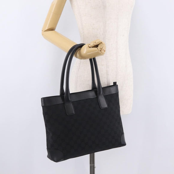 GUCCI GG Canvas Tote Bag Black Silver 33890 Auth am13174V
