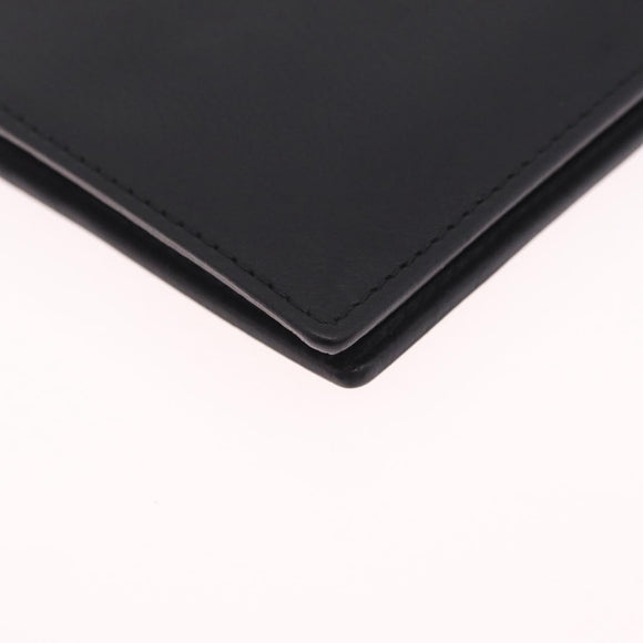 Christian Dior Bifold Wallet Leather Black Silver Auth am13180V